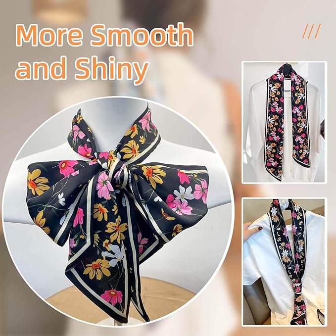 Dailyacc Hair Scarf for Women Fashion Silky Satin Headscarf Wrap Breathable Lightweight Neck Scarves For Handbag