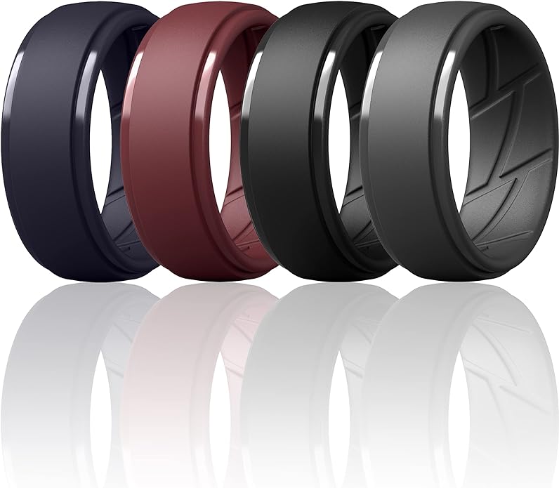 ThunderFit Men's Silicone Rings 10mm Wide 2.5mm Thick Rubber Bands, Breathable, Variety Multipack 1-10