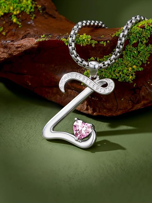 Christmas Gifts for Women Alphabet A to Z Initial Birthstone Pendant Necklaces for Women - 18k White Gold Plated Personalized Name Jewelry Valentine Mothers Day Birthday Gifts for Women Her Girlfriend