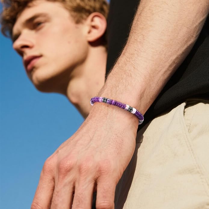 VIBILIA Healing Crystal Bracelets Beaded Bracelets for Men Women Natural Stone Adjustable Bracelets Unique Gifts for Father Son Grandfather Brother Friend