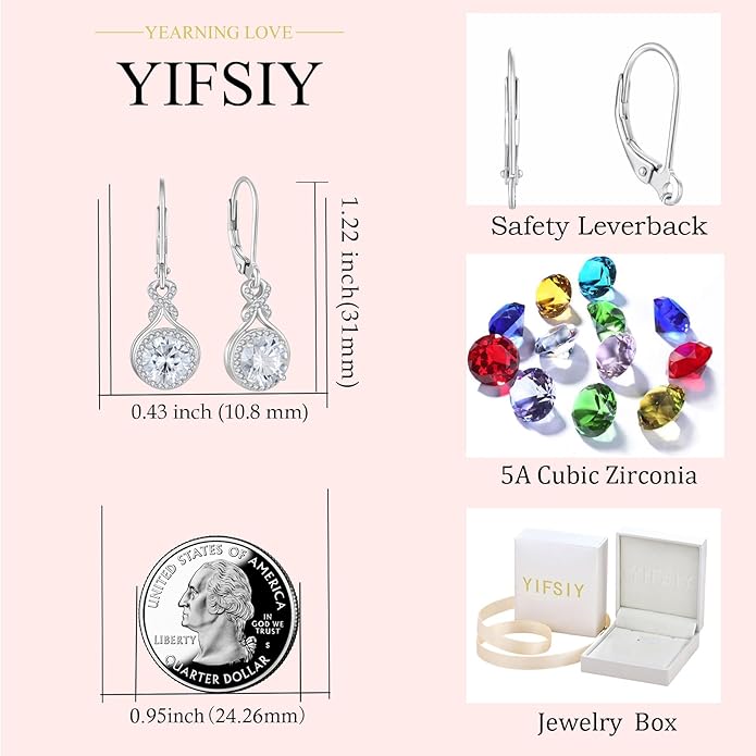 Birthstone Infinity Jewlery Set for Women, 925 Sterling Silver Necklaces and Earrings Halo Jewelry Gift for Birthday Anniversary