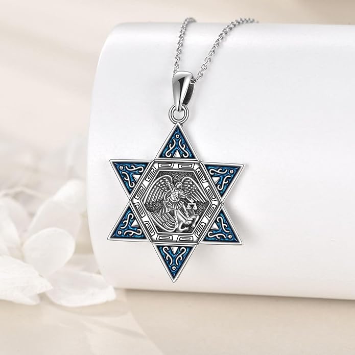 YFN Patron Saint Necklace Sterling Silver Amulet Medal Pendant Religious Protector Jewelry Gifts for Women Men