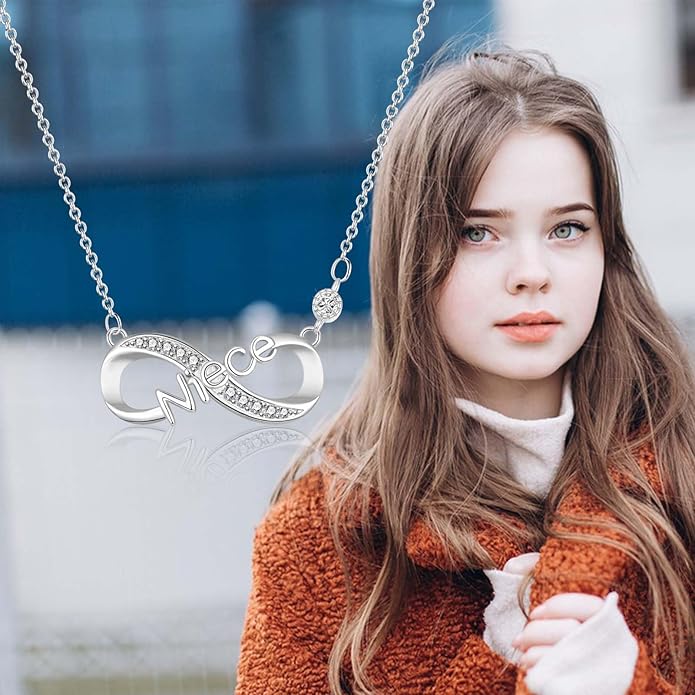 Infinity Mom Grandma Nana Sister Aunt Daughter Auntie Granddaughter Niece Necklace Gifts, Christmas Birthday Valentines Day Mothers Day Easter Graduation Back to School Gifts Stocking Stuffers Presents for Women Girls Her