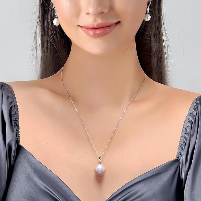 Freshwater Cultured Pearl Necklace, Real Pearl Necklace with Silver Chain and Clasp, Jewelry for Brides Wedding Gifts for Women Her Wife Sister