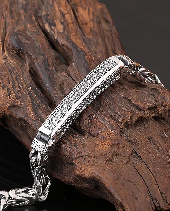 Italian Handmade Sterling Silver Mens Bracelets | Solid S925 Chain Bracelets for Men | Men's Silver Bracelet Gift for Dad, Boyfriend, Son, My Man