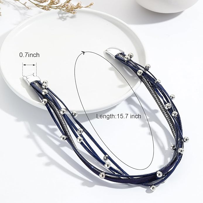 VIBILIA Boho Leather Wrap Bracelets for Women Multi-Layer Bracelets with Strong Clasp Jewelry for Women