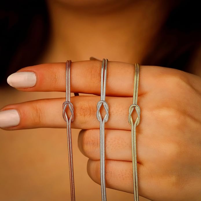 Matching Bracelets for Couples，Dainty Gold Love Knot Bracelet 14K Gold Plated Herringbone Chain Bracelet Relationship Jewelry Gifts for Best Friend