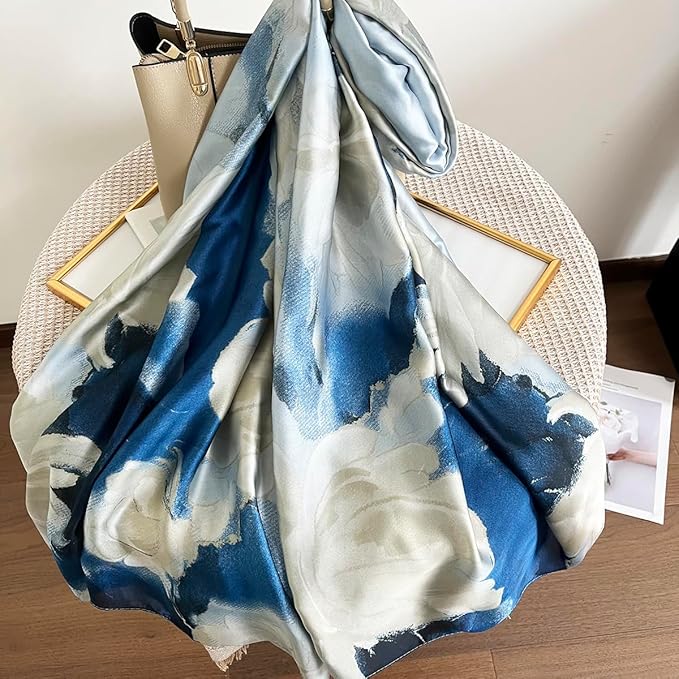 Long Silk Like Scarf Lightweight Satin Scarves Large Sunscreen Shawl Wrap for Women