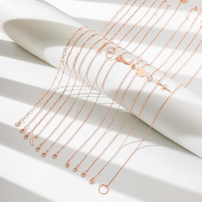 Starain 12Pcs Layered Choker Necklace Fashion Multilayer Chain Necklace Simple Gold Necklace Set for Women