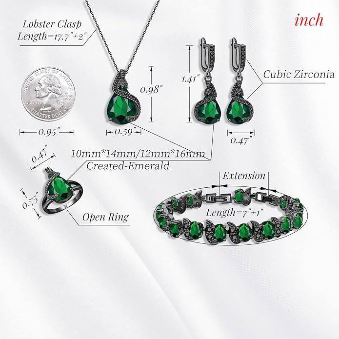 GZWHD Jewelry Set for Women Water Drop Cubic Zirconia Artificial Crystal Earrings Pendant Necklace Open Ring Tennis Bracelet Wedding Anniversary Birthday Engagement Gift for Bridesmaid Wife Girlfriend Friend