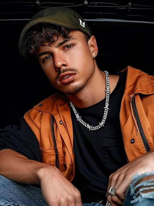 Bestyle Barbed Wire Necklace 5/7/9/12mm Mens Chain Necklaces Hip-hop Punk Gothic Stainless Steel Chain Heavy Thick Cuban Link Chain for Men Women, Length 16/18/20 Inch