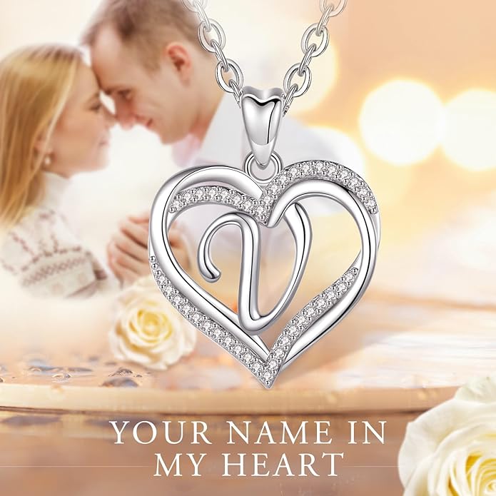 INFUSEU Unique Initial Necklaces for Women Girls Small Heart Letter Jewelry, Meaningful Personalized Gifts