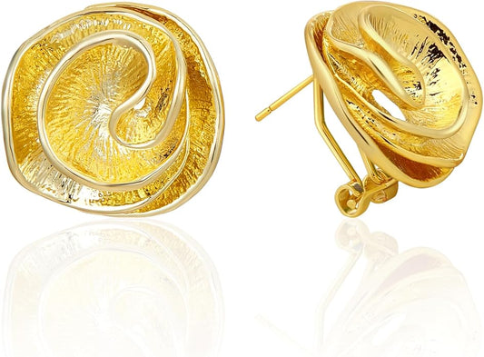 Two Tone Earrings for Women Gold and Silver Crossover Half Hoop Statement Earring Designer Stud Earrings