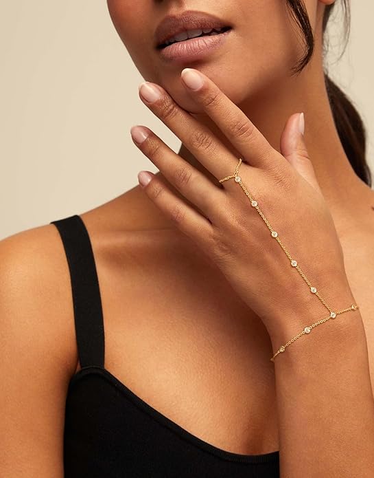 Hand Chain Bracelet for Women, Finger Ring Bracelets for Women Trendy, Dainty Simple Waterproof Bracelet Fashion Jewelry for Women