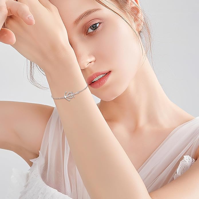 Anchor Bracelet Sterling Silver Faith Hope Charity Bracelets Heart Cross Anchor Jewelry Birthday Gifts for Women