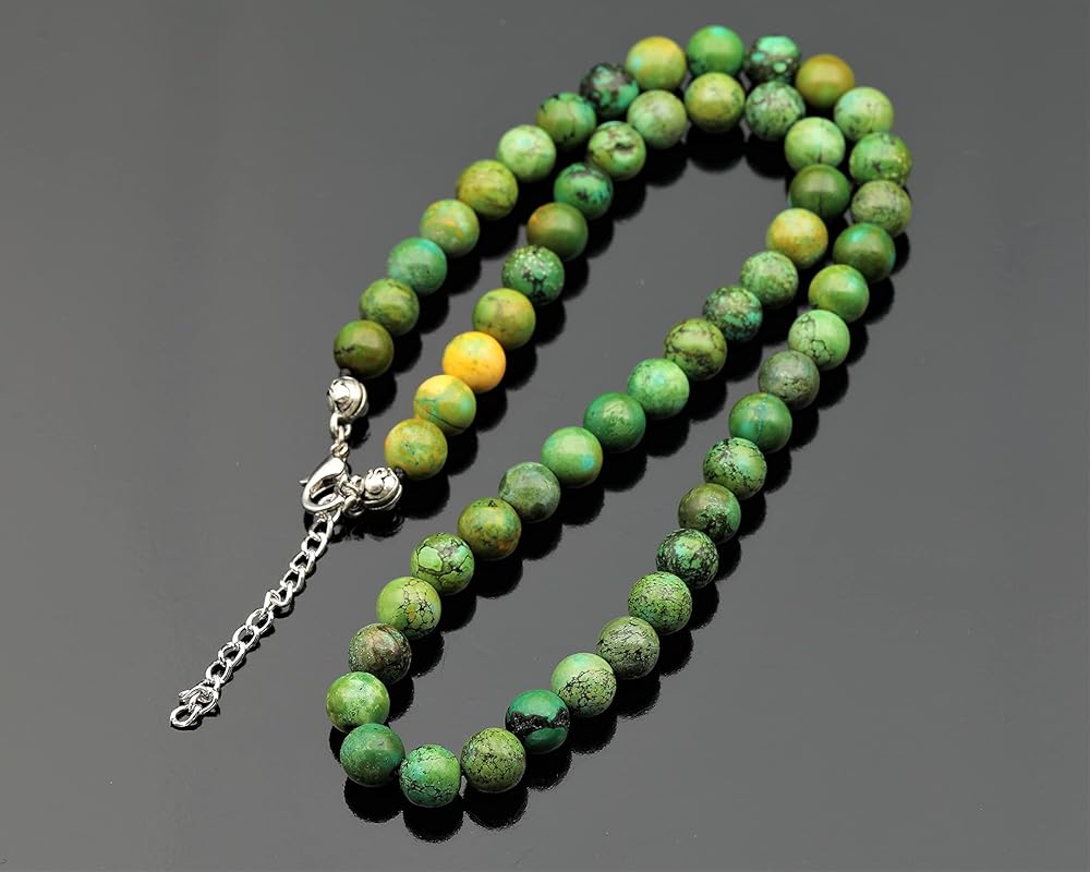 Natural Green Turquoise Beaded Choker, Genuine Green Crystal Necklace, Fancy Gemstone Choker, 8mm Beads, Fashion Jewelry, Healing Crystal Chakra Necklace, Durable Stone Necklace, Sagittarius Necklace