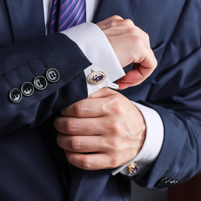HAWSON Cufflinks for Men, Gold Diamond Crystal Cufflinks for Groom Husband Personalized Gifts, Mens Formal Wedding Business Cufflinks, Luxurious Gorgeous Cuff Links French Shirt Accessories