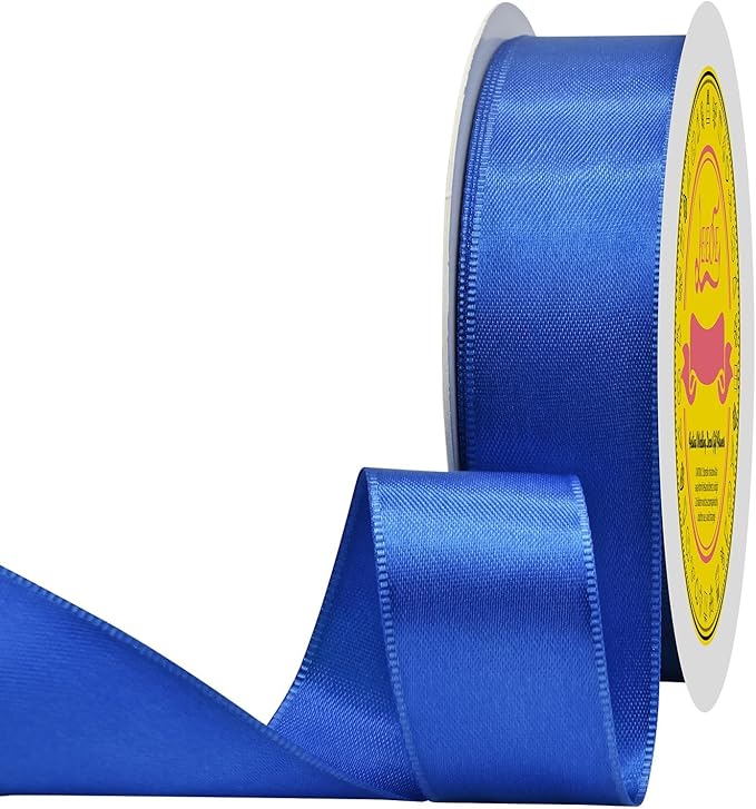 LEEQE Double Face Royal Blue Satin Ribbon 1 inch X 25 Yards Polyester Royal Blue Ribbon for Gift Wrapping Very Suitable for Weddings Party Hair Bow Invitation Decorations and More