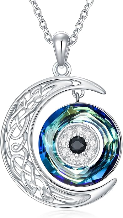 WINNICACA Sterling Silver Evil Eye Necklace Protection Crystal Pendant for Women Good Luck Vintage Evil Eye Pendant Jewelry Birthday Gifts for Women Friend Female