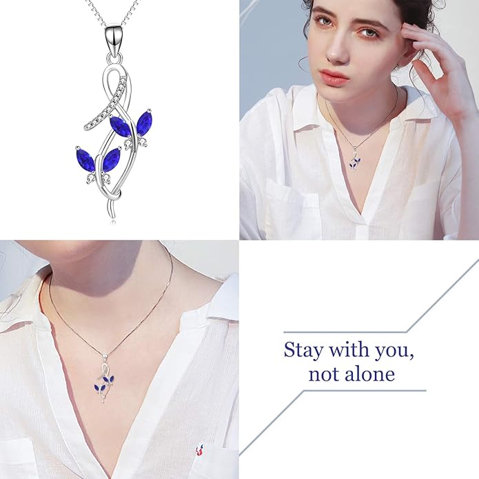 AOBOCO 925 Sterling Silver Infinity Butterfly Pendant Necklace with Birthstone Crystal from Austria, Anniversary Jewelry Gifts for Women