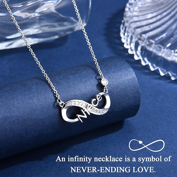 Infinity Mom Grandma Nana Sister Aunt Daughter Auntie Granddaughter Niece Necklace Gifts, Christmas Birthday Valentines Day Mothers Day Easter Graduation Back to School Gifts Stocking Stuffers Presents for Women Girls Her