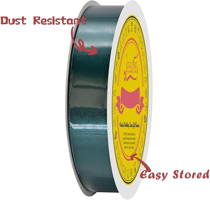 LEEQE Teal Double Face Satin Ribbon 1 inch X 50 Yards Spool Bright Colors Very Suitable for Weddings Gift Package Wrapping Dancer Wand Sewing Party Hair Bow Invitation Decorations and More