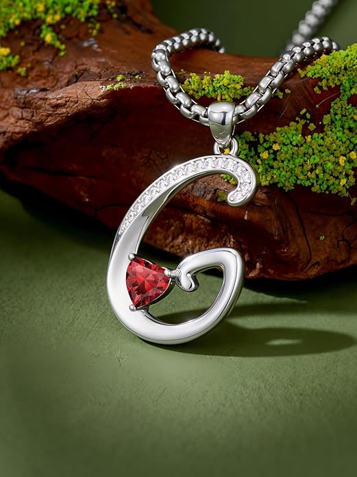 Christmas Gifts for Women Alphabet A to Z Initial Birthstone Pendant Necklaces for Women - 18k White Gold Plated Personalized Name Jewelry Valentine Mothers Day Birthday Gifts for Women Her Girlfriend