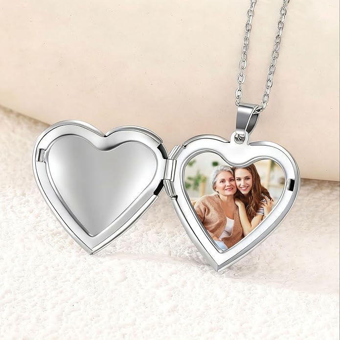 PHOCKSIN Personalized Locket Necklace for Women Photo Necklace with Customized Picture Birth Flower Birthstone New Years Gifts for Women