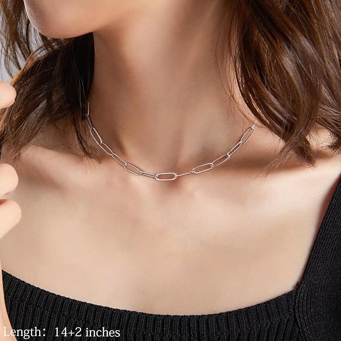 Yoosteel Gold Initial Necklaces for Women, 14K Gold Plated Dainty Layering Paperclip Link Chain Necklace Coin Initial Layered Necklaces for Women Personalized Birthday Gifts