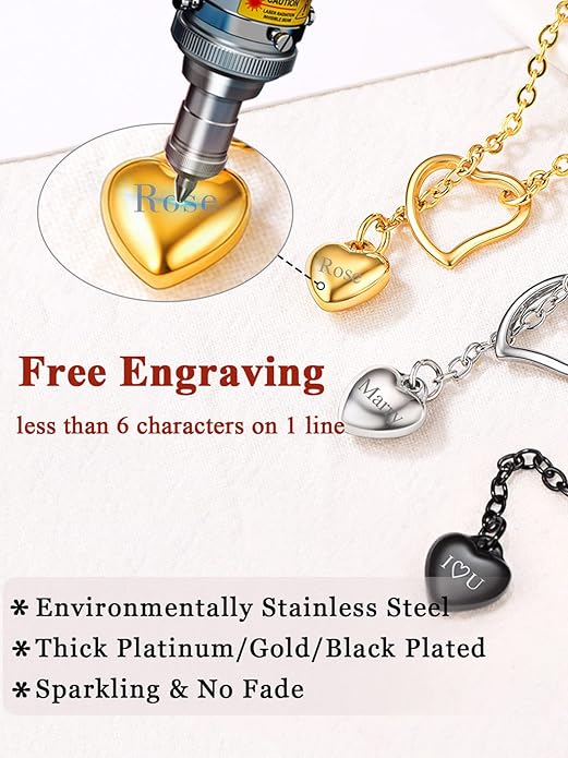 FOCALOOK Lariat Y-Necklaces | Long Necklaces for Women | Long Black Necklaces | Gold Necklaces for Women | Drop Heart Necklaces for Women | Front Adjustable Long Chain Necklace