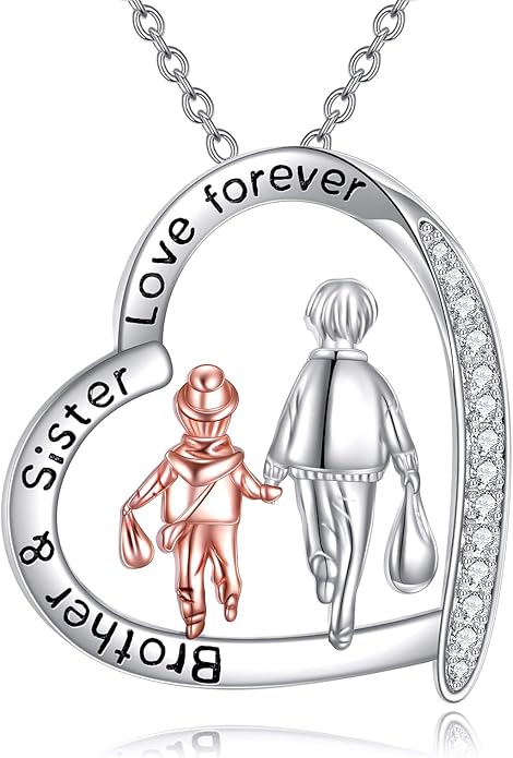 AOBOCO Gifts for Sister 2 3 Sisters Necklace for Women Sterling Silver Sister Crystal Pendant Jewelry Birthday Christmas Gifts for Friend Female Friendship Lasts Forever