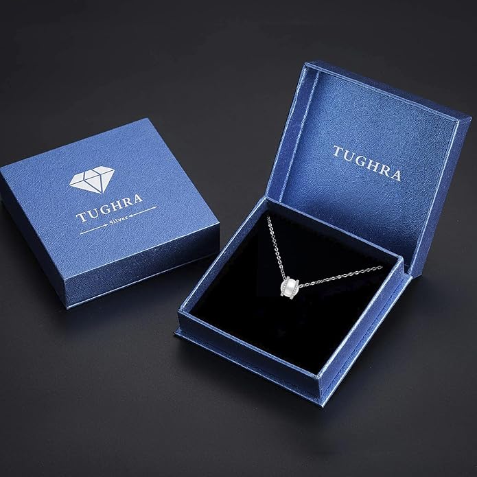 TUGHRA Evil Eye Necklace S925 Sterling Silver Evil Eye Pendant Necklaces Protection Jewelry Amulet Gift for Women Girls Boys Men Birthday Anniversary