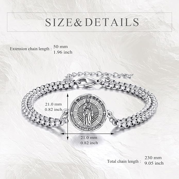 YFN Patron Saint Bracelet Sterling Silver Religious Protector Bracelet Jewelry Gift for Women Men