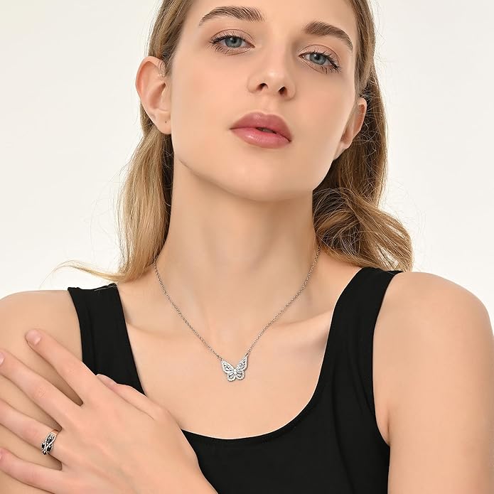 Dainty Gold Butterfly Bow Necklace for Women,18k Gold Plated Choker Necklaces for Women Waterproof & Daily & Simple, Gold Jewelry for Women