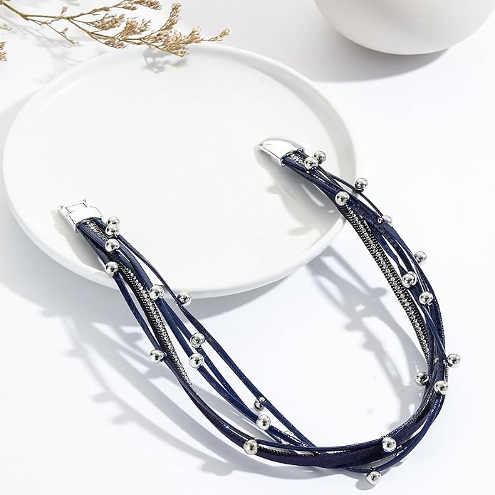 VIBILIA Boho Leather Wrap Bracelets for Women Multi-Layer Bracelets with Strong Clasp Jewelry for Women