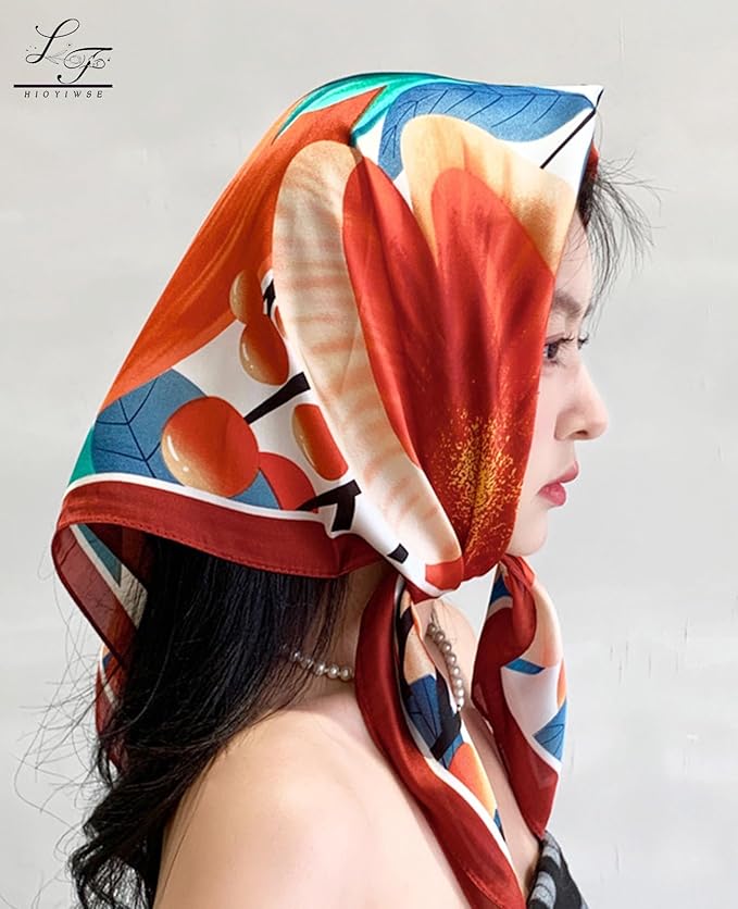 Hioyiwse Satin Bandanas Head Scarf For Women Hair Scarves Accessories Lightweight Fashion Wrap Neck Silk Sleeping Headscarf
