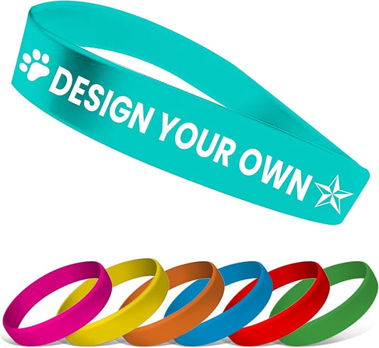 USMG Custom One Color Print Rubber Bracelets Silicone Wristbands - Add a Message - Personalized for Motivation, Events, Support, Fundraisers