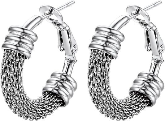 PROSTEEL 30/40/60/80/100mm Chunky Hoop Earrings For Women Gold Plated/Black Stainless Steel Hoops Earrings Statement Jewelry