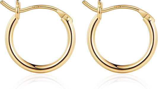 M MOOHAM 14K-Gold-Plated Hoop Earrings for Women - Hypoallergenic 14K Gold 925 Sterling silver-plated Post Sensitive Ears Nickel Free Hoops Earrings Set for Women Jewelry Lightweight 13-60mm
