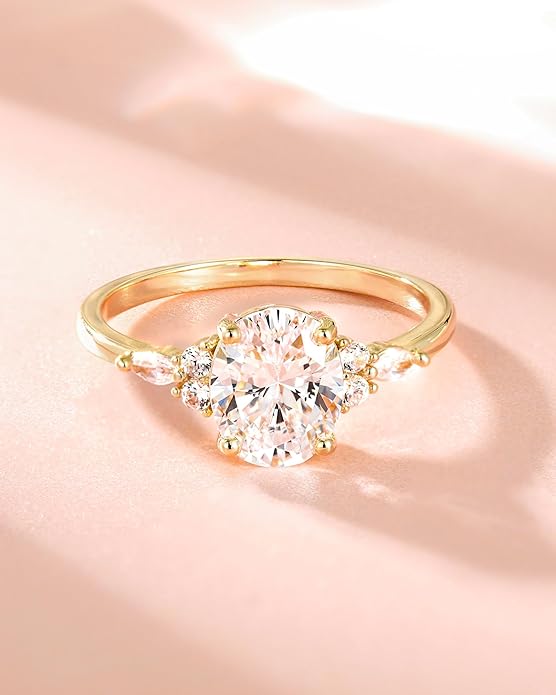 TIGRADE 3CT Engagement Ring Oval Cut Cubic Zirconia Marquise Round CZ Eternity Wedding Band for Women Size 3-12