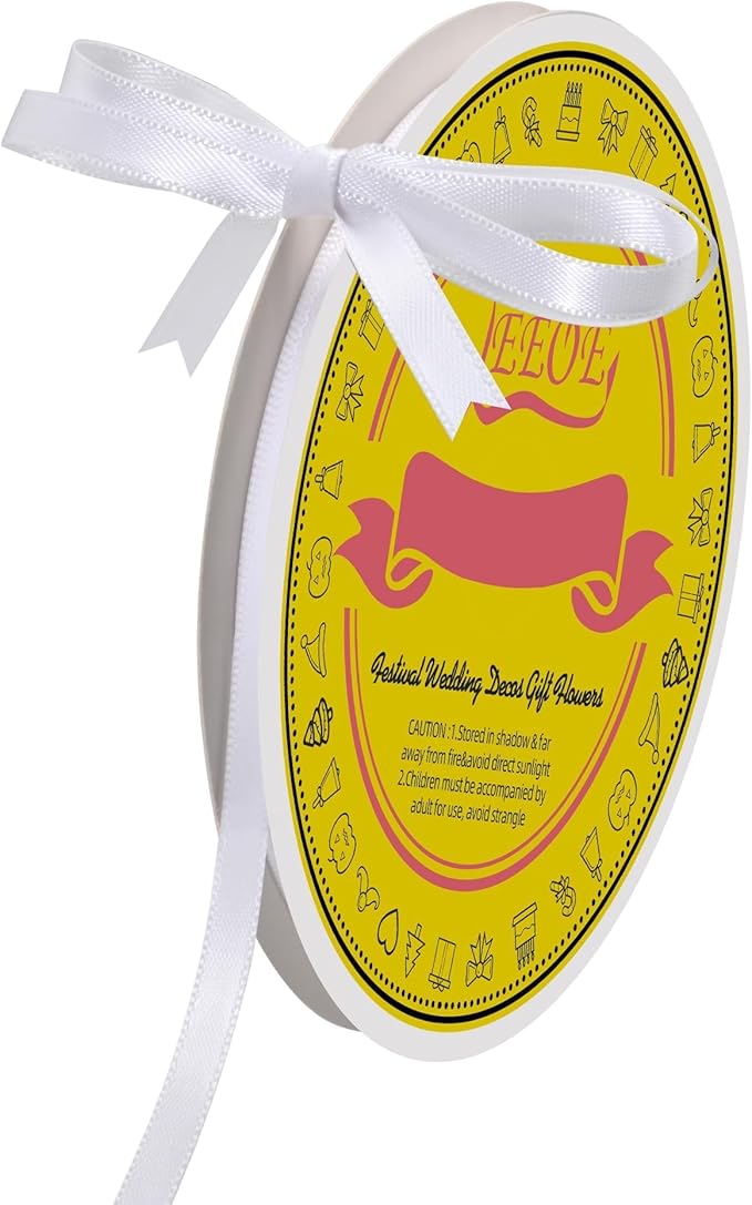 LEEQE Double Face White Satin Ribbon 1/4 inch X 50 Yards Polyester White Ribbon for Gift Wrapping Very Suitable for Weddings Party Hair Bow Invitation Decorations and More
