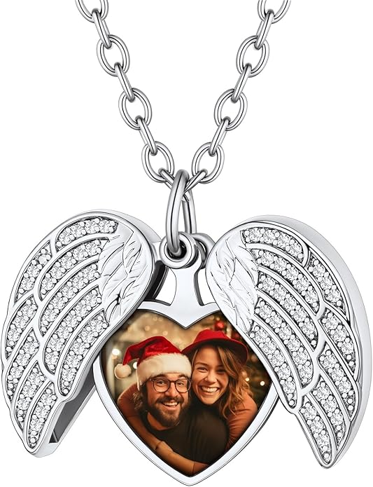 Supcare Locket Necklace That Holds Pictures-Engraved Photo Pendant Custom Jewellery Gifts for Men Women (with Jewellery Gift Box)