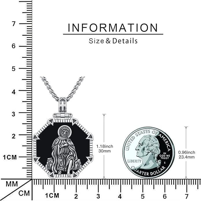 Taioiat Saint Necklace 925 Sterling Silver St Necklace Amulet Pendant Jewelry Religious Gift for Men Women