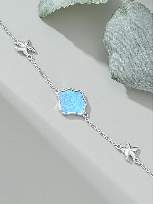 Sea Turtle/Dolphin/Starfish/Seashell/Compass Bracelet for Women 925 Sterling Silver Ocean Wave Anklet Summer Hawaiian Jewelry Gift for Her