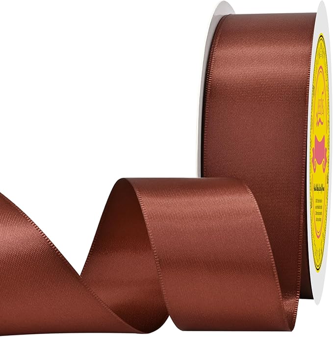 LEEQE Double Face Rust Satin Ribbon 1-1/2 inch X 50 Yards Polyester Rust Ribbon for Gift Wrapping Very Suitable for Weddings Party Hair Bow Invitation Decorations and More