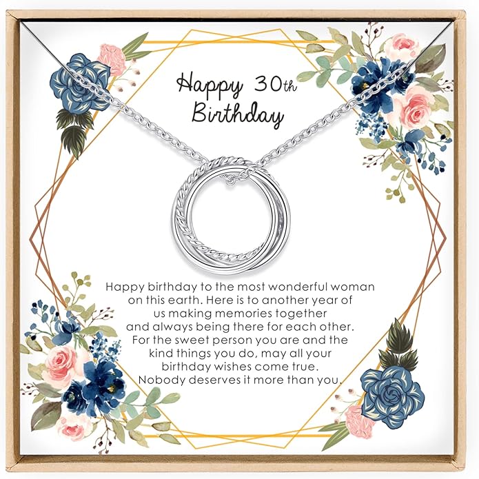 Birthday Gifts for Women Sterling Silver 30th 40th 50th 60th 70th 80th 90th Birthday Necklace For Her 3 4 5 6 7 8 9 Decade Jewelry 30 40 50 60 70 80 90 Years Old