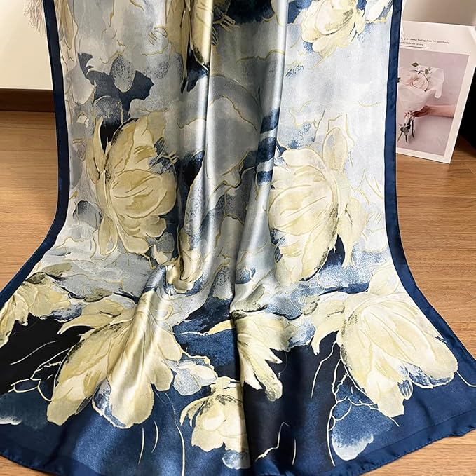 Long Silk Like Scarf Lightweight Satin Scarves Large Sunscreen Shawl Wrap for Women