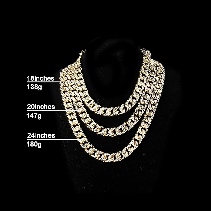 Saintda Cuban Link Chain and Bracelet Set for Men Women Iced Out Diamond Gift for Boys Hip Hop Rapper Jewelry