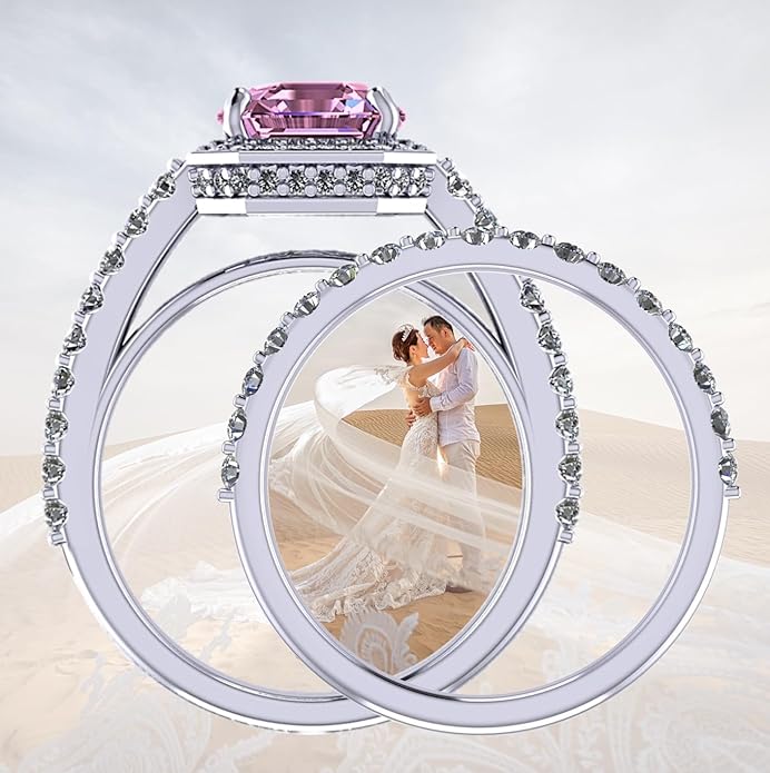 NANA Jewels Sterling Silver Engagement Rings for Women - Choose Simulated Morganite, Citrine, Aquamarine & More