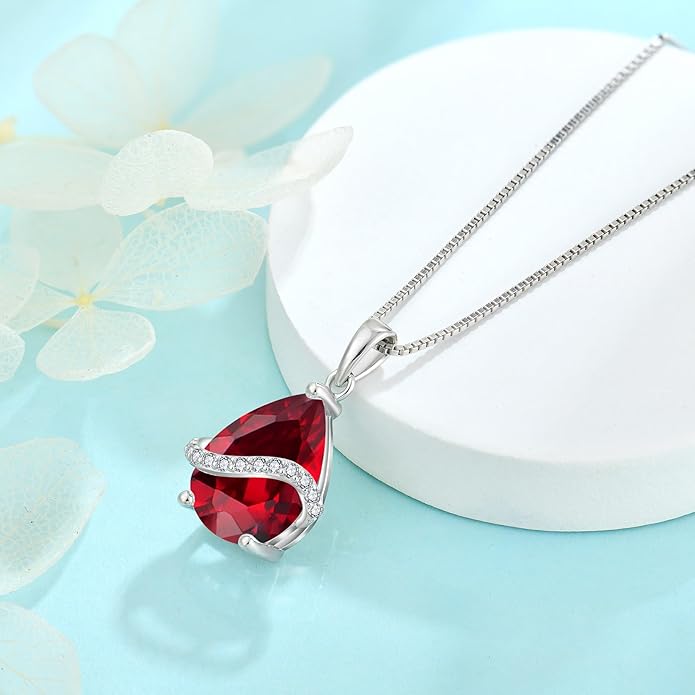 Teardrop Necklace for Women 925 Sterling Silver Birthstone Necklace Pendant Jewelry Gifts for Her